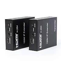 Удлинитель сигнала HDMI по витой паре RJ45 (LAN) до 150 метров, активный, FullHD 1080p, комплект, черный
