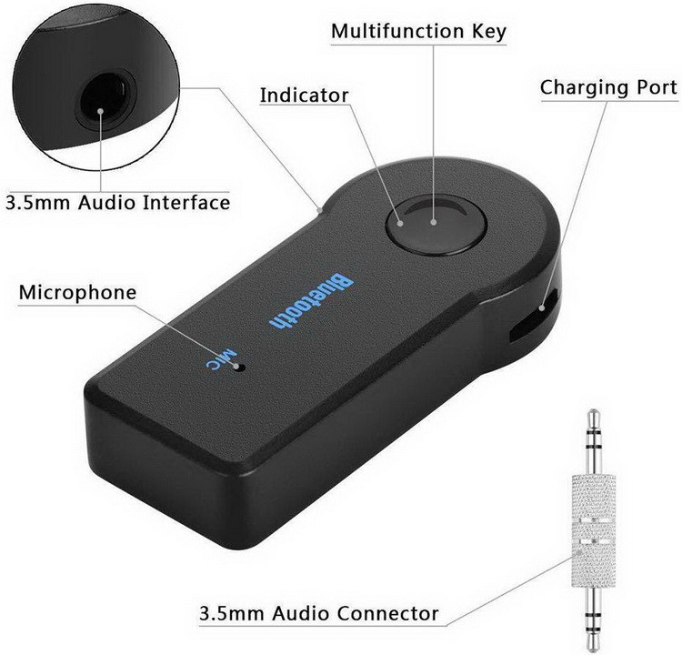 Аудио приемник с микрофоном для дома или автомобиля Bluetooth v3.0 Handsfree, черный - фото 4 - id-p141889218