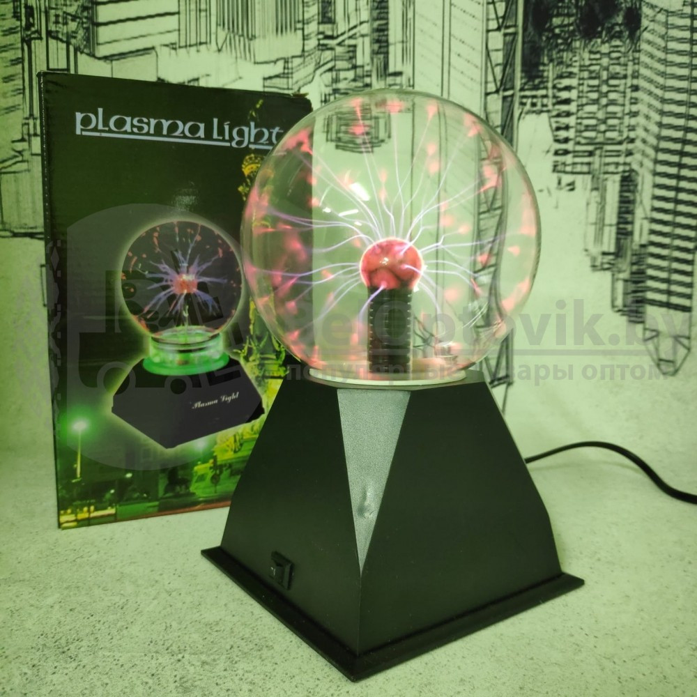 Плазменный шар Plasma light декоративная лампа Тесла (Молния), d 10 см - фото 4 - id-p141240905