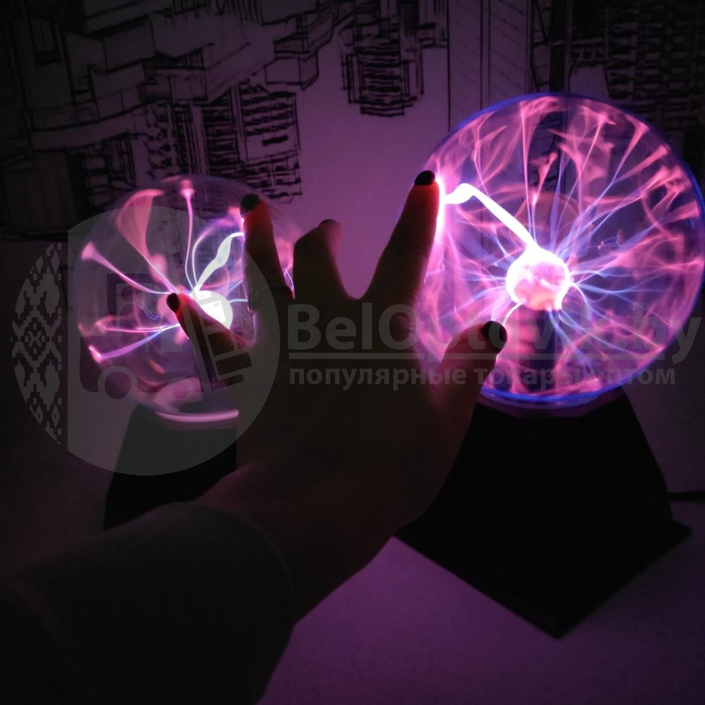 Плазменный шар Plasma light декоративная лампа Тесла (Молния), d 10 см - фото 6 - id-p141240905