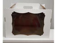Коробка с окном для торта 30х30х20мм с ручкой