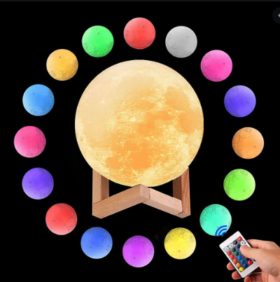 Лампа ночник Луна объемная 3 D Moon Lamp 15см, 7 режимов подсветки, пульт ДУ - фото 3 - id-p125735278