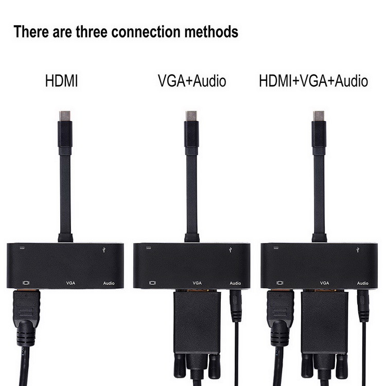 Адаптер - переходник - хаб 5in1 USB3.1 Type-C на HDMI - VGA - jack 3.5mm (AUX) - USB3.0 - USB3.1 Type-C - фото 4 - id-p141925471