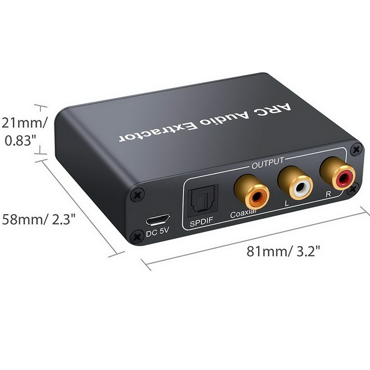 Адаптер - переходник HDMI (ARC) - оптика (Toslink/SPDIF), RCA, jack 3.5mm (AUX), черный