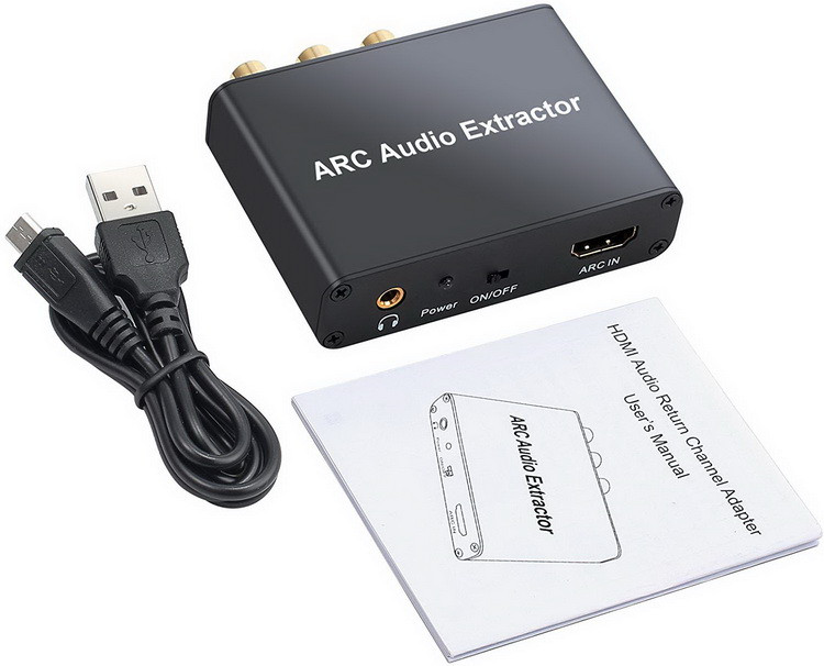 Адаптер - переходник HDMI (ARC) - оптика (Toslink/SPDIF), RCA, jack 3.5mm (AUX), черный - фото 3 - id-p141925484