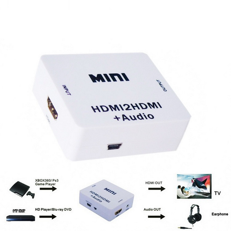 Адаптер - переходник HDMI - HDMI - jack 3.5mm (AUX), белый - фото 3 - id-p141925485