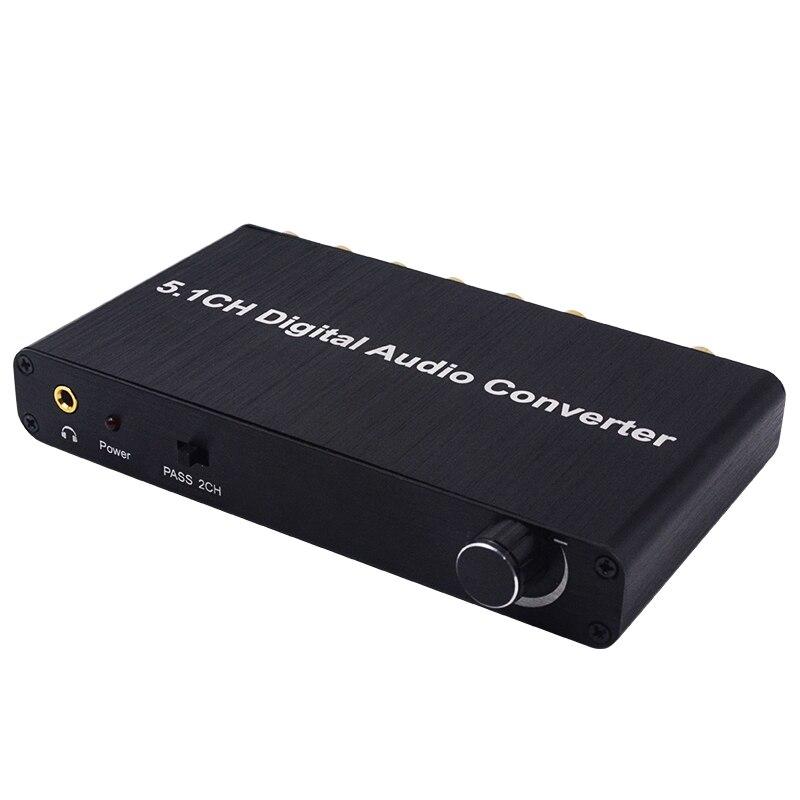 Адаптер - переходник, аудио-преобразователь для DTS 5.1 систем с оптики (Toslink/SPDIF) на 6x RCA PRO, черный
