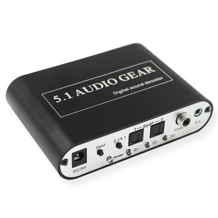 Адаптер - переходник, аудио-преобразователь для 2.1 / DTS 5.1 систем с оптики (Toslink/SPDIF) на 3x jack 3.5mm, фото 1
