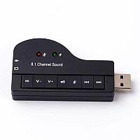 Звуковой адаптер - внешняя звуковая карта USB Hi-Fi 3D 2.1/8.1-канальная, кнопки, черный