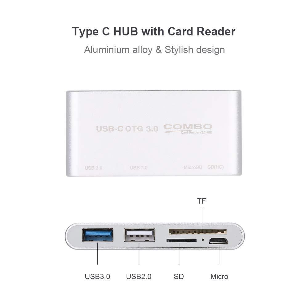 Адаптер - переходник USB3.1 Type-C - USB2.0 - USB3.0 - картридер TF/SD, серебро - фото 4 - id-p141926627