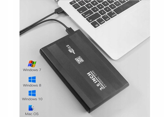 Внешний корпус - бокс SATA - USB2.0 для жесткого диска SSD/HDD 3.5 , алюминий, черный - фото 4 - id-p141928624