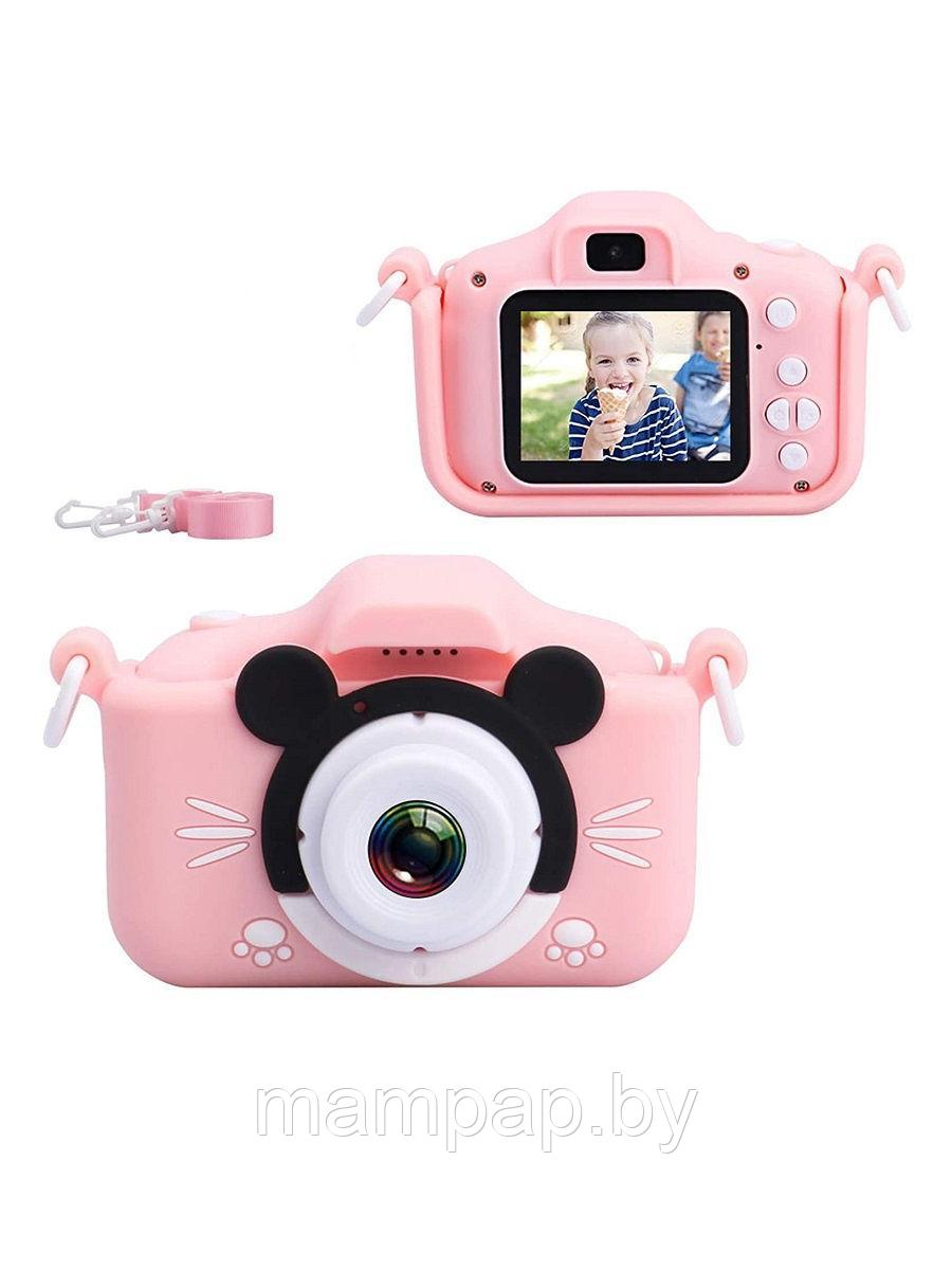 Детский фотоаппарат Микки Маус розовый селфи + встроенная память - фото 1 - id-p141930197