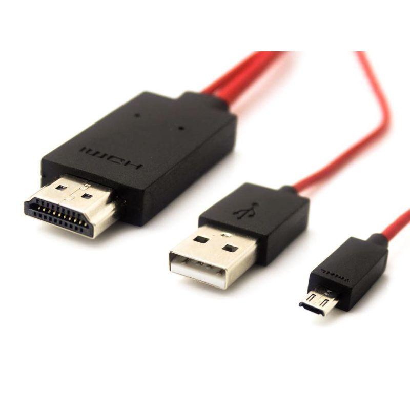 Кабель - переходник MicroUSB - HDMI (MHL), красный, фото 1