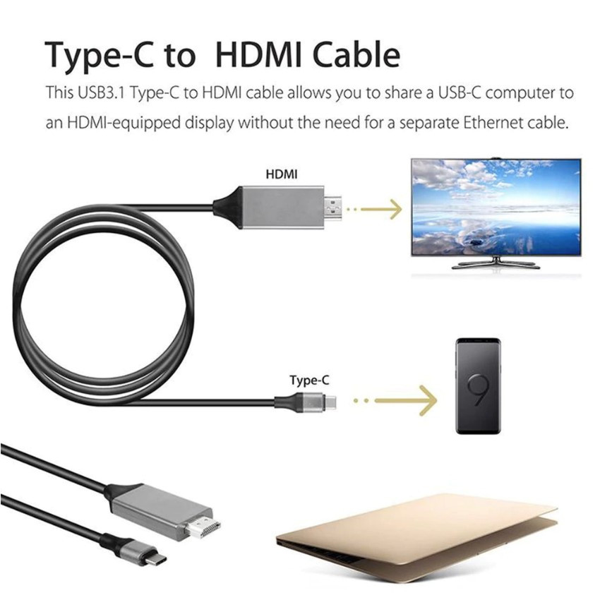 Кабель USB3.1 Type-C - HDMI, UltraHD 4K, 2 метра, черный - фото 5 - id-p141934192