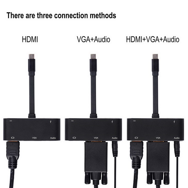 Адаптер - переходник - хаб 5in1 USB3.1 Type-C на HDMI - VGA - jack 3.5mm (AUX) - USB3.0 - USB3.1 Type-C - фото 1 - id-p141934263