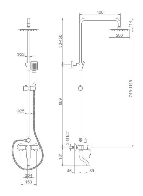 Душевая система Ledeme L2443 с тропическим душем, хром - фото 5 - id-p141099640