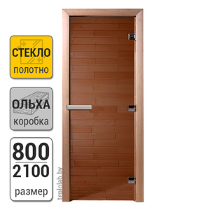 Дверь для бани стеклянная DoorWood, бронза, 800x2100