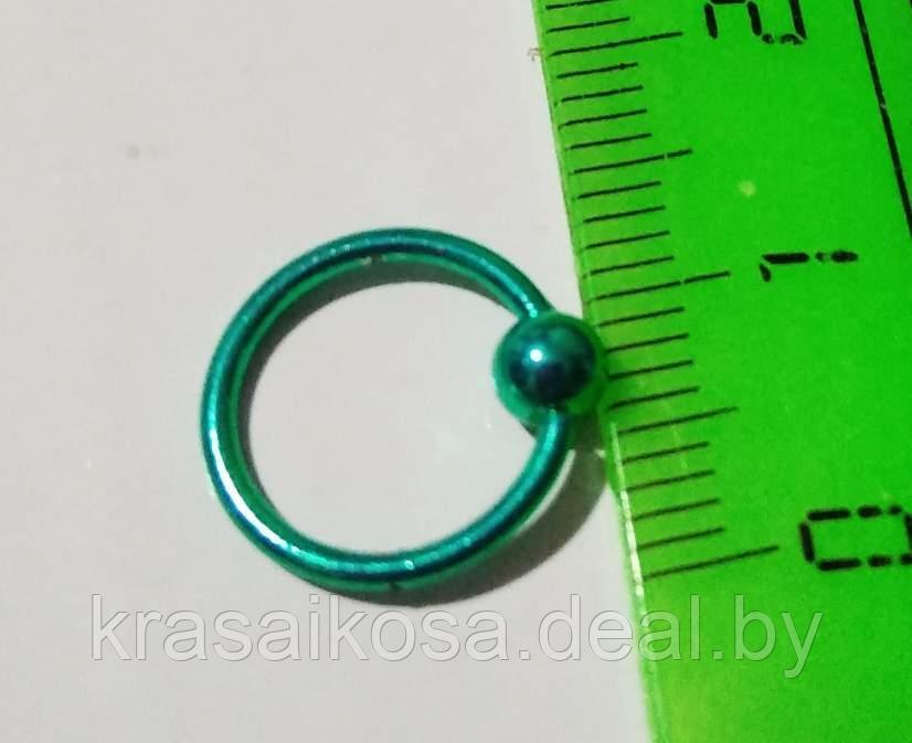 Серьга Кольцо с шариком для пирсинга уха Зеленый цветные - фото 1 - id-p135015672