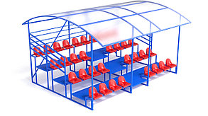 Трибуна четырехрядная с навесом с пластиковыми сиденьями
