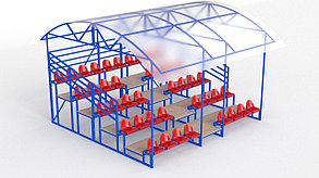 Трибуна пятирядная с навесом с пластиковыми сиденьями