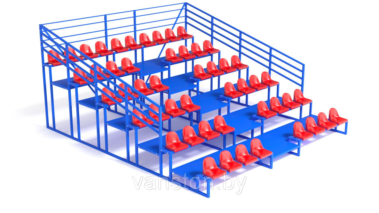 Трибуна шестирядная с площадкой с пластиковыми сиденьями