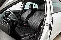 GT Чехол Экокожа Renault Logan (14-) (2/3) / Renault Sandero Stepway (14-) (AirBag) (Экокожа, черный + вставка