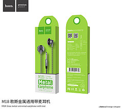 Наушники Hoco M18 Gesi Metallic Universal Earphone with mic (1.2 м) с микрофоном Graphite Графитовые