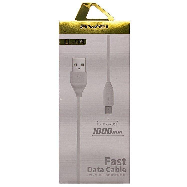 Дата-кабель AWEI CL-94 Micro (1 м.,поддержка 2.4А) цвет:белый - фото 1 - id-p104055437