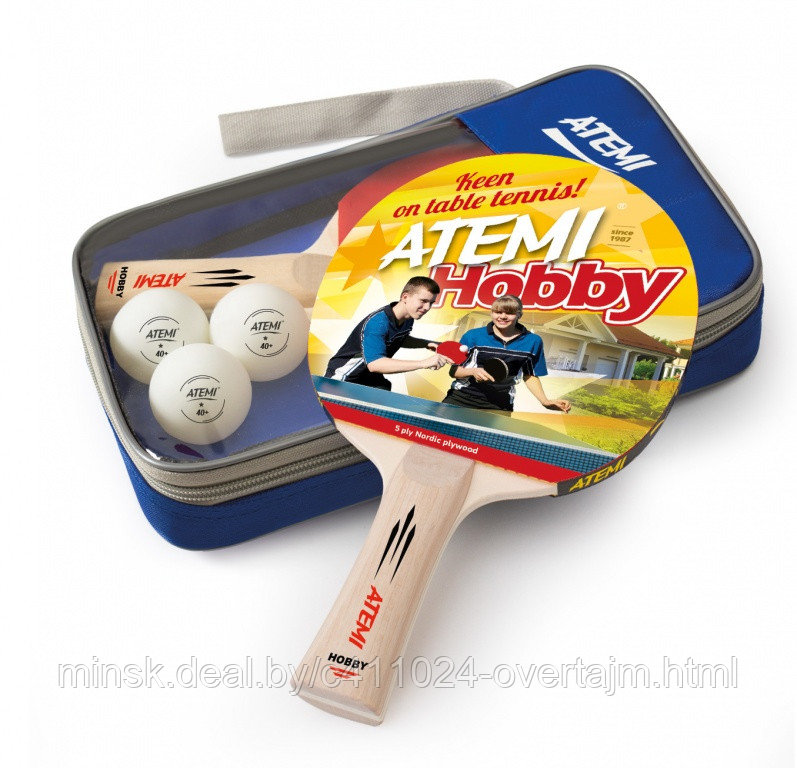 Набор настольного тенниса Atemi Hobby (чехол+2 ракетки+3 мяча) NEW 1зв. - фото 1 - id-p118524139