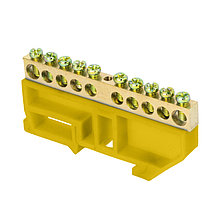 Шина "0" N (6х9мм) 10 отверстий латунь желтый 
изолятор на DIN-рейку EKF PROxima