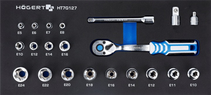 Набор инструментов с трещеткой 3/8", 22 шт., HOEGERT