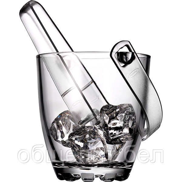 Емкость для льда + щипцы «Сильвана»; стекло; 0,84 л