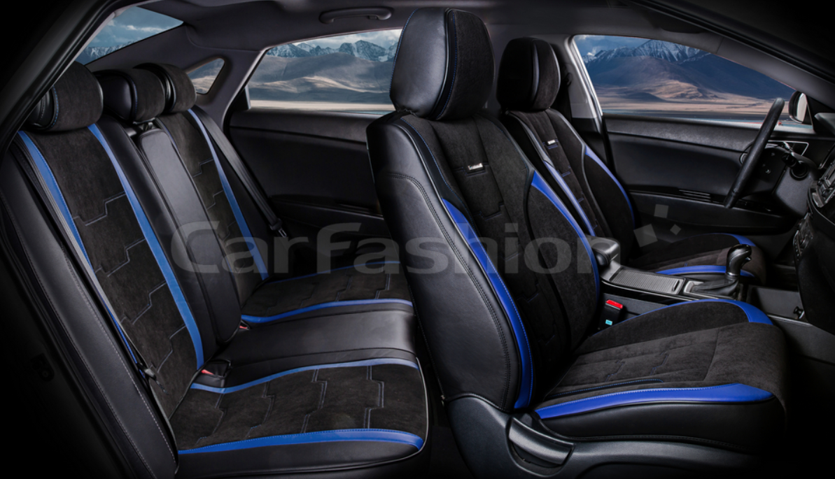 Накидки 4шт / CarFashion Premium / SMART PLUS Цвет черно синие