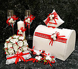 Комплект свадебных бокалов и свечей "Майский" в красном цвете, фото 4
