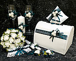 Комплект свадебных бокалов и свечей "Майский" в изумрудном цвете, фото 4