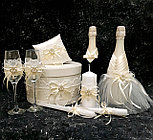 Комплект свадебных бокалов и свечей  из набора "Версаль" в кремовом цвете, фото 2