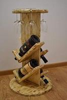 Полка-стойка для вина и бокалов деревянная "Рондо"
