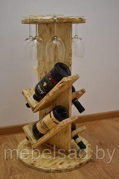 Полка-стойка для вина и бокалов деревянная "Рондо" - фото 1 - id-p142233831