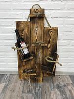 Полка для вина и бокалов деревянная "Под Старинку"