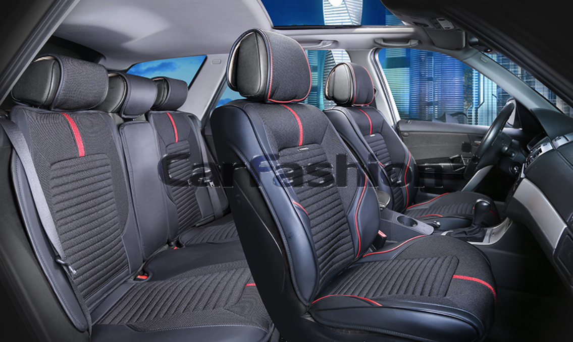 Накидки 4шт / CarFashion Premium / SECTOR PLUS Цвет черно красный