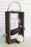 Полка-стойка для вина и бокалов деревянная "Рондо Эконом"