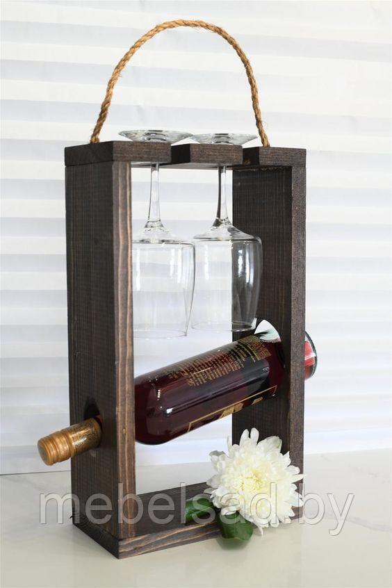 Полка-стойка для вина и бокалов деревянная "Рондо Эконом" - фото 1 - id-p142249222
