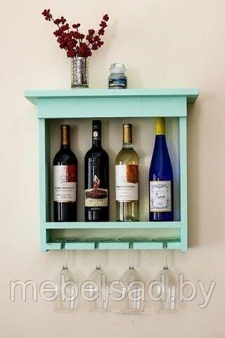 Полка для вина и бокалов деревянная "Прованс Класик" - фото 1 - id-p142249226