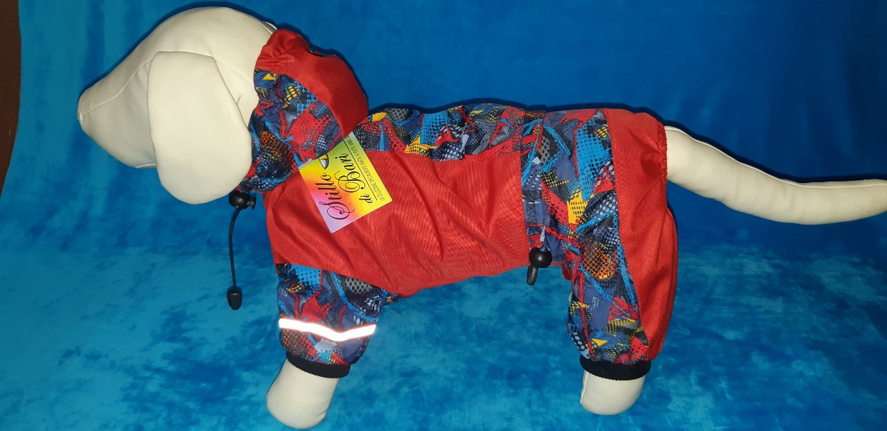 Комбинезон для собак на подкладке Софт (гладкий иск.мех) - ЕвроЗима с рисунком "Аквариум красный" - фото 1 - id-p142254044