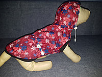 Куртка для собак на подкладке Овечка (иск.мех) - "Зима" с рисунком "Красные снежинки""