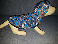 Куртка для собак на подкладке Овечка (иск.мех) - "Зима" с рисунком "Синие кристаллы"