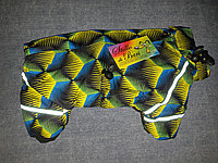 Комбинезон для собак на подкладке Софт (гладкий иск.мех) - ЕвроЗима с рисунком "3D желто-синий"