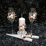 Комплект свадебных бокалов и свечей "Майский" в пудровом цвете, фото 3