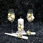 Набор свадебных свечей "Пионы" для обряда "Семейный очаг" в кремовом цвете, фото 5