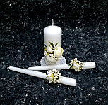 Набор свадебных свечей "Пионы" для обряда "Семейный очаг" в кремовом цвете, фото 4